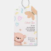 It's a Girl Cute Teddy Bear Cartoon baby shower ギフトタグ (正面)