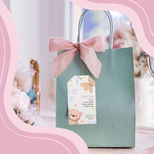 It's a Girl Cute Teddy Bear Cartoon baby shower ギフトタグ