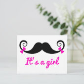 it's a girl design, curly mustache with pink bows 案内ポストカード (スタンド正面)