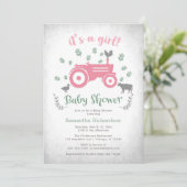 It's A Girl Farm Tractor Baby Shower Invitation 招待状 (スタンド正面)