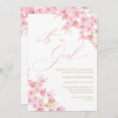 i'ts a Girl Floral Baby Shower Cherry Blossom 招待状 (正面/裏面)