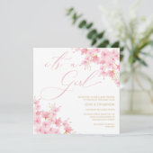 i'ts a Girl Floral Baby Shower Cherry Blossom 招待状 (スタンド正面)