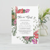 It's A Girl Floral Baby Shower Invitation 招待状 (スタンド正面)