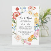 It's A Girl Floral Baby Shower Invitation 招待状 (スタンド正面)