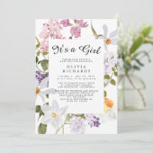 It's A Girl Floral Baby Shower Invitation 招待状 (スタンド正面)