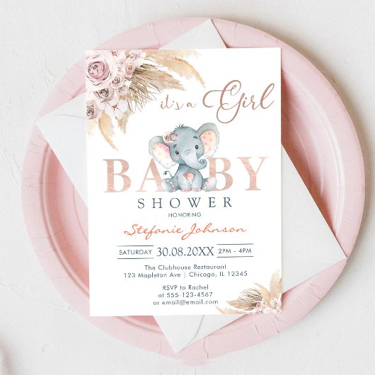 It's A Girl Little Peanut Baby Shower Invitation 招待状