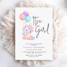 It's a Girl Magical Unicorn Baby Girl Shower 招待状