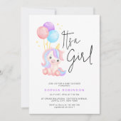 It's a Girl Magical Unicorn Baby Girl Shower 招待状 (正面)