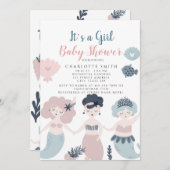 Its a Girl Mermaid Baby shower招待状 招待状 (正面/裏面)