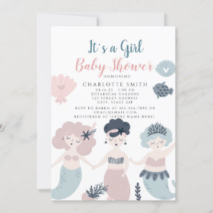 Its a Girl Mermaid Baby shower招待状 招待状