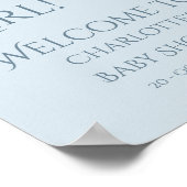 It's A Girl! Minimalism Pastel Blue Baby Shower ポスター (角)