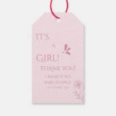 It's A Girl! Minimalism Pastel Pink Baby Shower ギフトタグ (裏面)