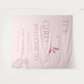 It's A Girl! Minimalism Pastel Pink Baby Shower タペストリー (正面(横))