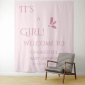 It's A Girl! Minimalism Pastel Pink Baby Shower タペストリー (インサイチュ)