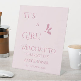 It's A Girl! Minimalism Pastel Pink Baby Shower 台座サイン