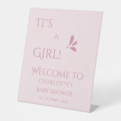 It's A Girl! Minimalism Pastel Pink Baby Shower 台座サイン (正面)