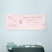 It's A Girl! Minimalism Pastel Pink Baby Shower 横断幕 (トレードショー)
