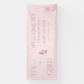 It's A Girl! Minimalism Pastel Pink Baby Shower 横断幕 (縦)