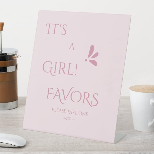 It's A Girl! Minimalism Pastel Pink Favors 台座サイン (インサイチュ)
