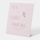 It's A Girl! Minimalism Pastel Pink Favors 台座サイン (正面)