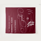 It's A Girl Modern Minimal Butterfly Baby Shower タペストリー (正面(横))