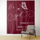 It's A Girl Modern Minimal Butterfly Baby Shower タペストリー (インサイチュ)