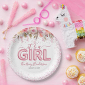 It's a Girl Pinkフローラベイビーシャワー紙プレート ペーパープレート (パーティー)