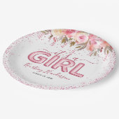 It's a Girl Pinkフローラベイビーシャワー紙プレート ペーパープレート (アングル)