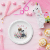 It's a Girl | Pink Baby and Puppy Baby Shower ペーパープレート (パーティー)