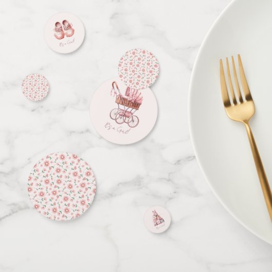 It's a Girl! Pink Baby Girl Shower コンフェッティ (グループ)