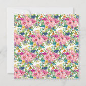 It's a Girl Pink Blue Yellow Floral Baby Shower 招待状 (裏面)