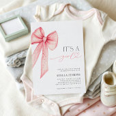 It's a Girl Pink Bow Baby Shower Invitation 招待状