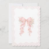 It's a Girl Pink Bow Coquette Ribbon Baby Shower 招待状 (裏面)