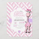 『It's a Girl - Pink Girin- Baby Shawer』 招待状 (正面/裏面)