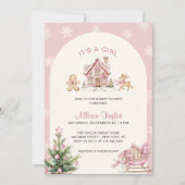 It's A Girl Pink Girl Baby Shower 招待状 (正面)