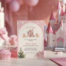 It's A Girl Pink Girl Baby Shower 招待状