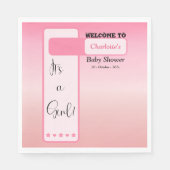It's A Girl! Pink Gradient Cute Baby Shower スタンダードランチョンナプキン (正面)