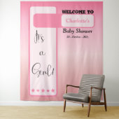 It's A Girl! Pink Gradient Cute Photo Backdrop タペストリー (インサイチュ)