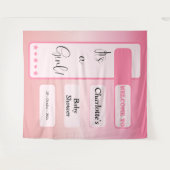 It's A Girl! Pink Gradient Eyeball Text Backdrop タペストリー (正面(横))