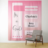 It's A Girl! Pink Gradient Eyeball Text Backdrop タペストリー (インサイチュ)