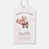  It's a Girl, Pink Teddy Bear Baby Shower Girl ギフトタグ (正面)