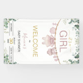 It's A Girl Pink Watercolor Baby Shower Welcome 横断幕 (横)