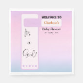 It's A Girl! Purple Gradient Cute Baby Shower スタンダードランチョンナプキン (正面)