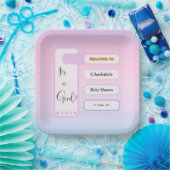 It's A Girl! Purple Gradient Cute Baby Shower ペーパープレート (パーティー)