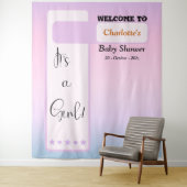 It's A Girl! Purple Gradient Cute Photo Backdrop タペストリー (インサイチュ)