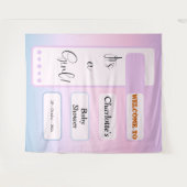 It's A Girl! Purple Gradient Eyeball Text Backdrop タペストリー (正面(横))