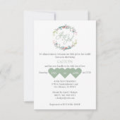 It's a Girl Quote in Pink Green on Floral Wreath 招待状 (裏面)