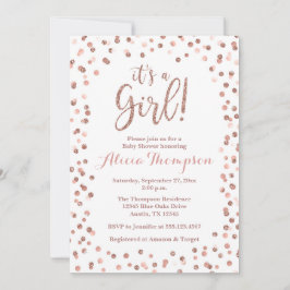 It's a Girl Rose Gold Baby Shower Invitation 招待状