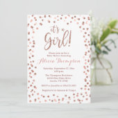 It's a Girl Rose Gold Baby Shower Invitation 招待状 (スタンド正面)