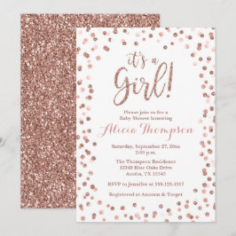 It's a Girl Rose Gold Baby Shower Invitation 招待状